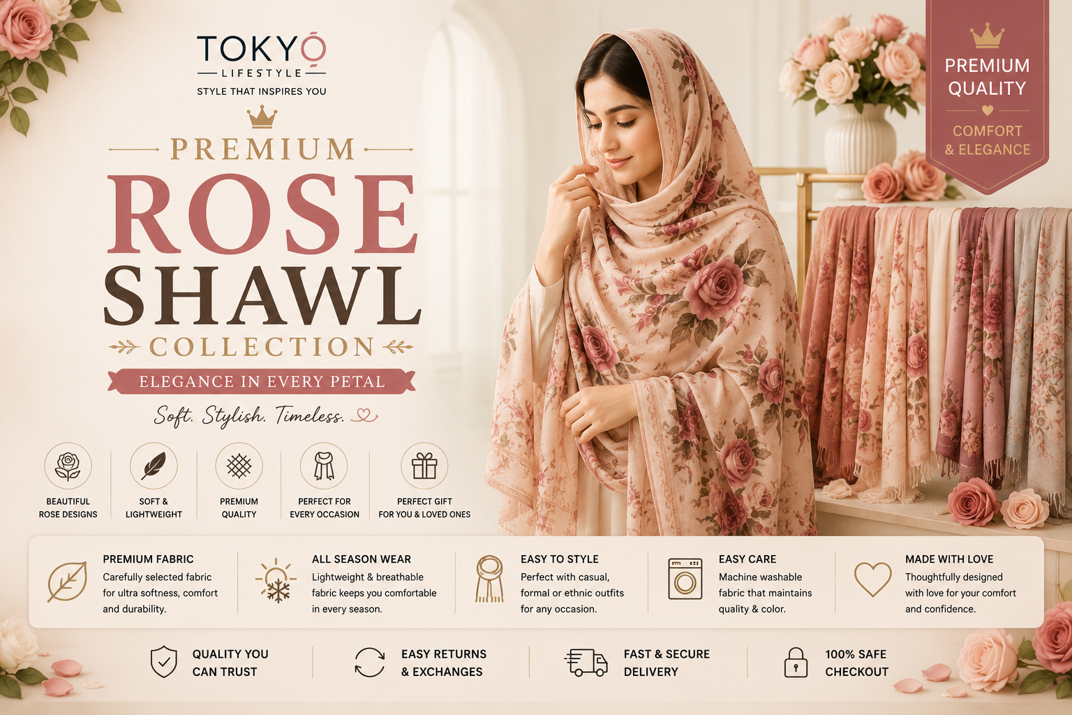 Premium Rose Shawl Collection