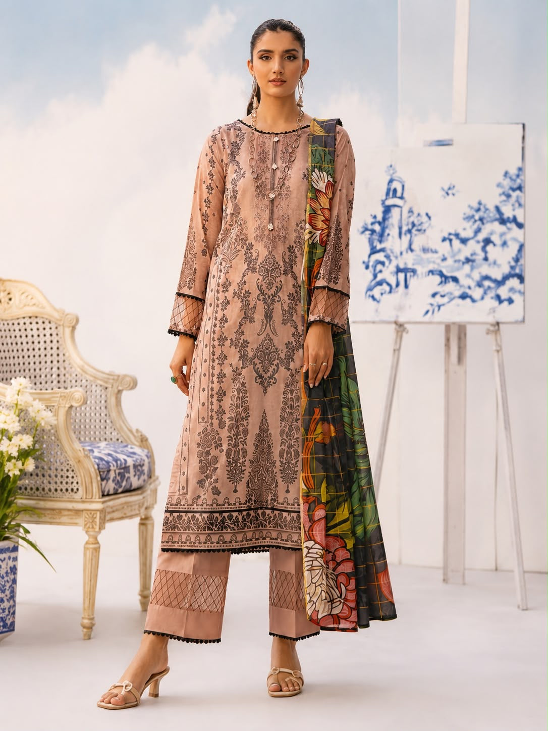 Luxury Digital Printed Lawn Unstitched Three Piece Set -C539