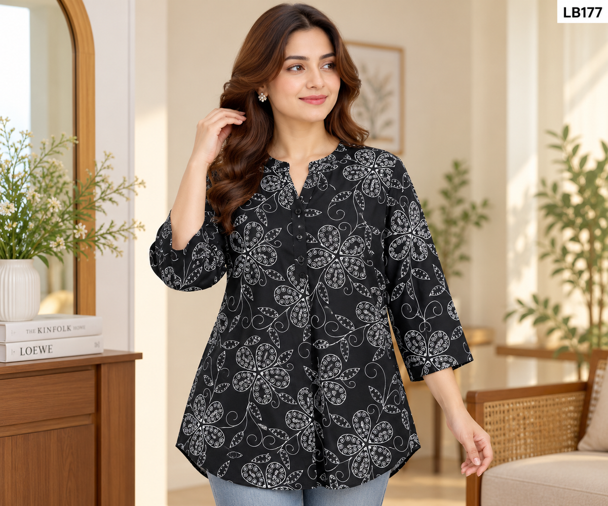 Premium Ladies Printed Three-Quarter Sleeve Tops - LD177