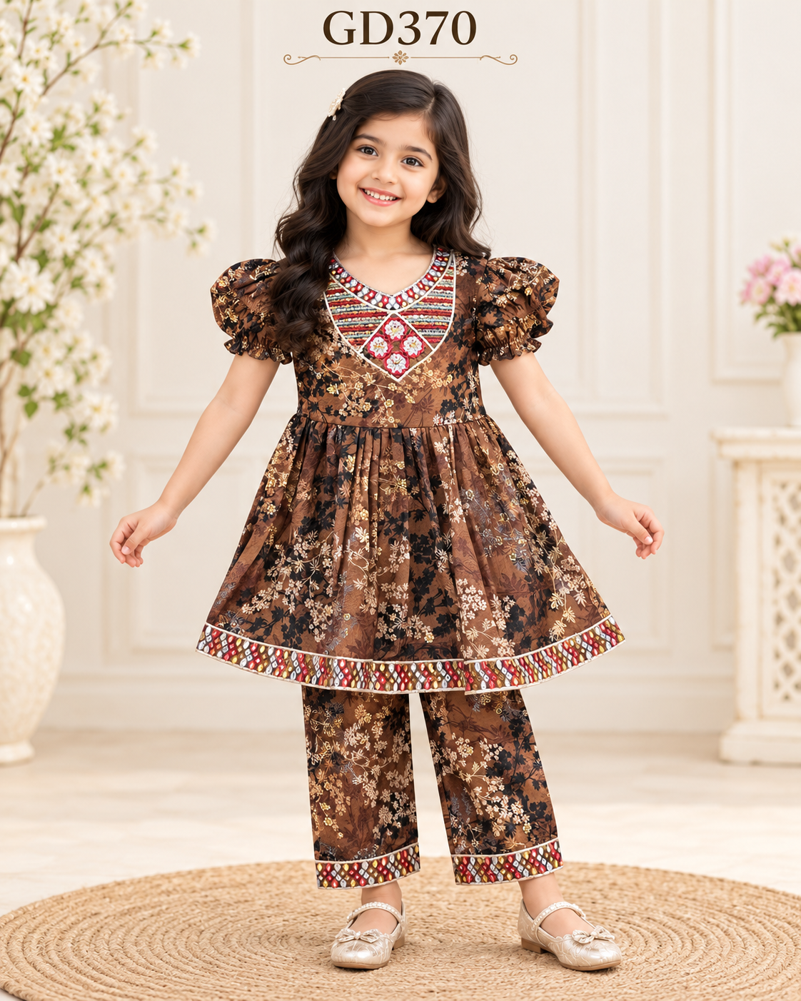 Baby Girls Floral Ruffle Top & Shorts Set – GD370