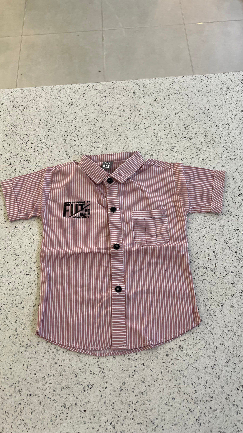 Premium Boys Striped Shirt & Denim Shorts Set-BO282