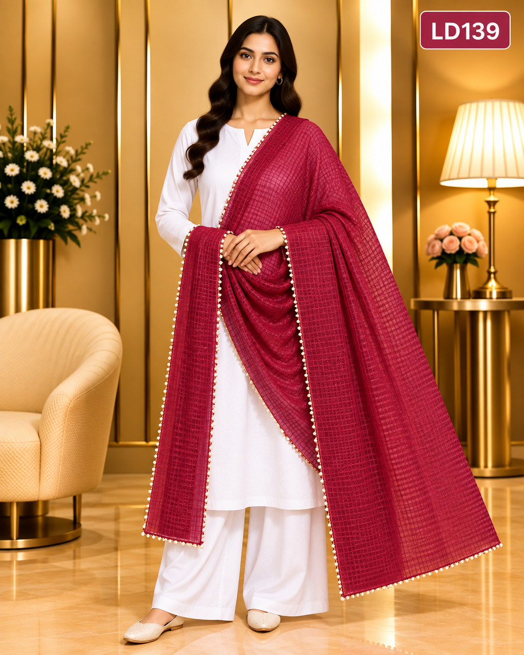 Premium Textured Ladies Dupatta-LD139