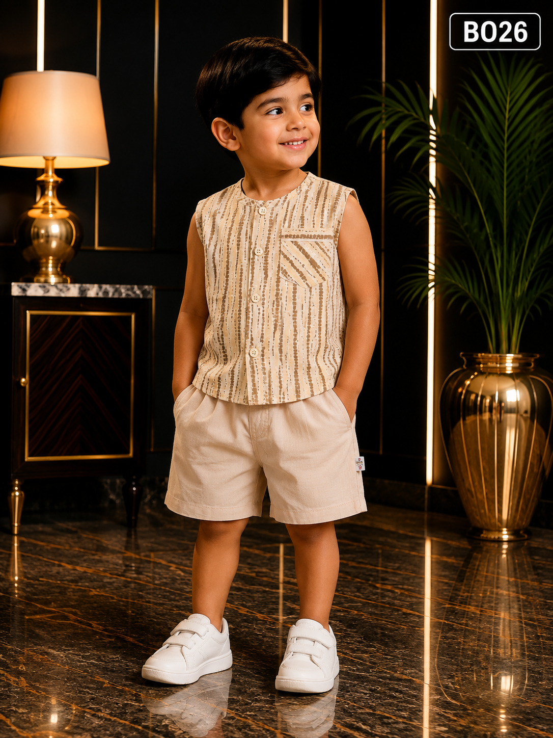 Baby Boys Striped Sleeveless Co-Ord Set-BO26