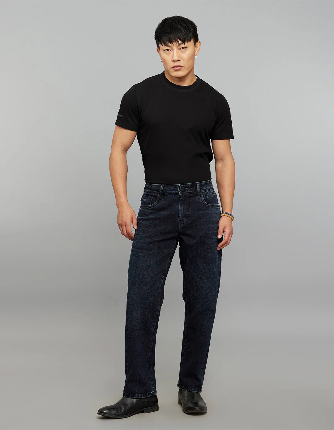 Dark Blue 5 Pocket Midrise, Comfort and Straight Fit Stretch Jeans RJ6335