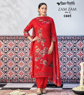 Premium Red Floral Printed Three Piece Set – C601