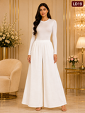 Elegant Pure White Wide-Leg Meesho Palazzo Pants-LD19
