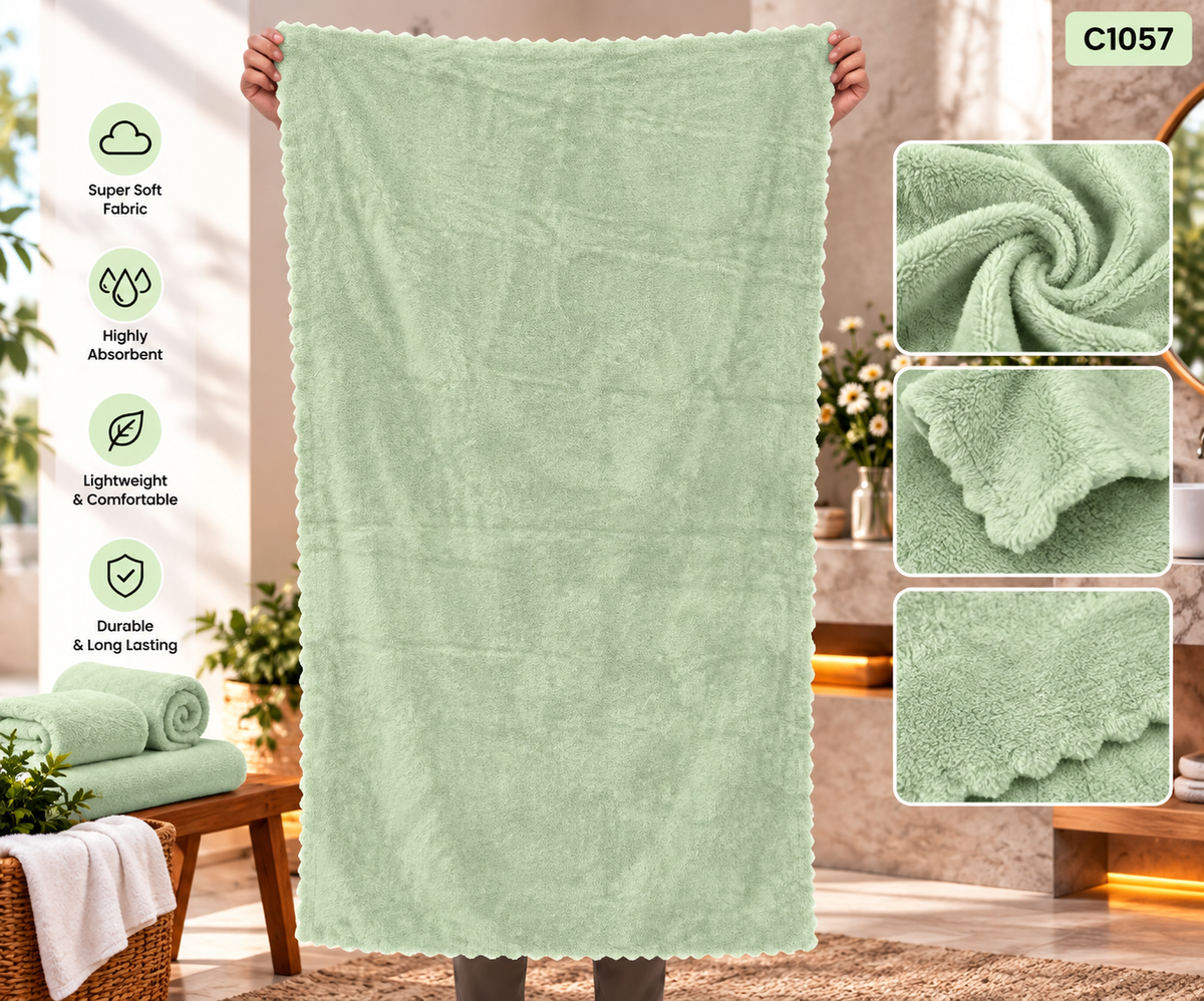 Premium Plush Scalloped Edge Bath Towel – C1057