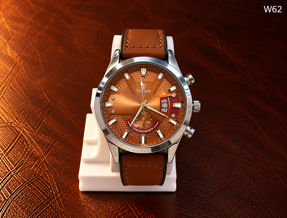Men's Premium Textured Dial Analog Leather Strap Watch – W62