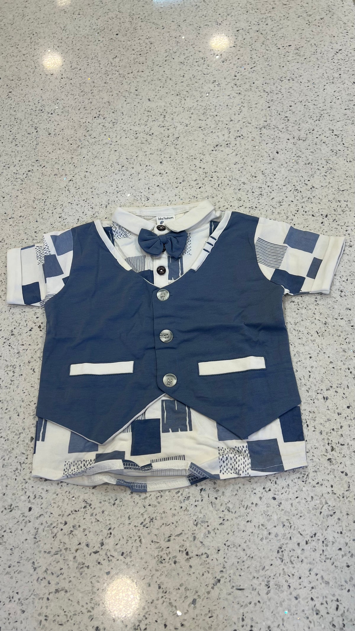 Premium Boys Bow Tie Waistcoat, Printed Shirt & Matching Shorts Set-BW05