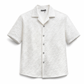 Men's Premium Open collar Shirt – White Textured Jacquard 1008