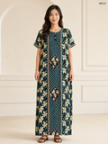 Teal Floral Printed Button Maxi Dress-ME33