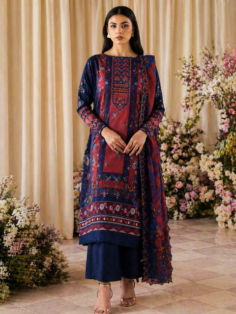 Luxury Digital Printed Lawn Three Piece Set -C198