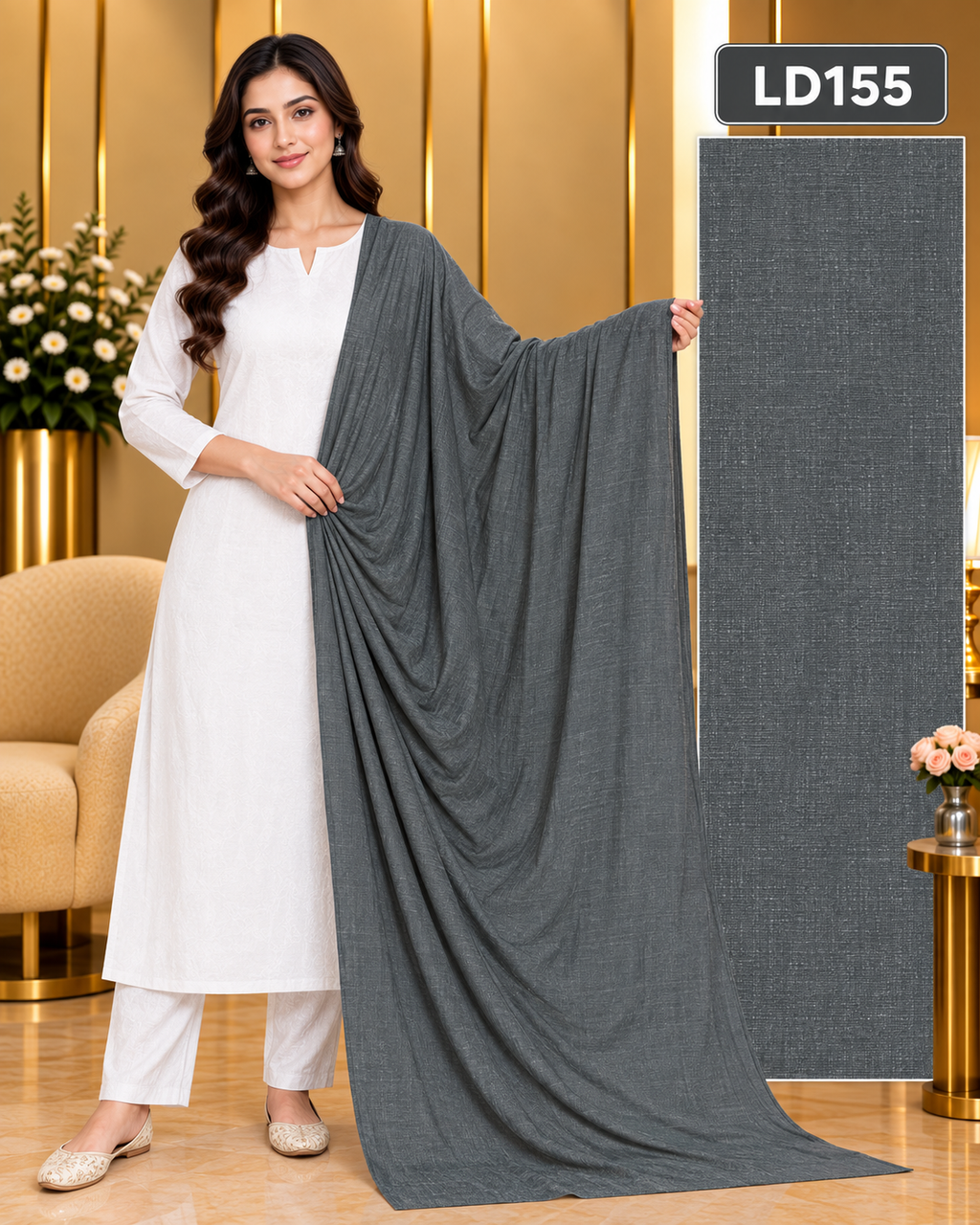 Premium Ladies Textured Shimmer Dupatta - LD155