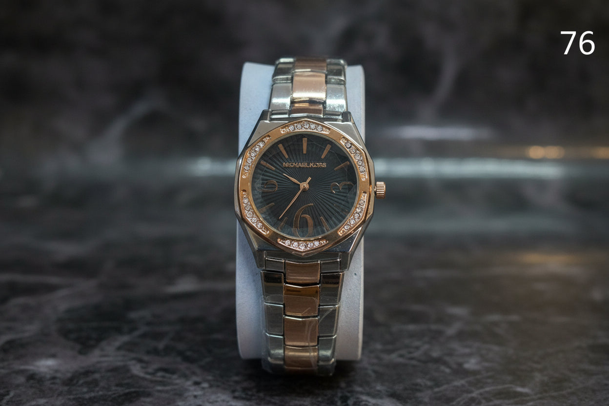 LW76 MK Crystal Bezel Strap Watch