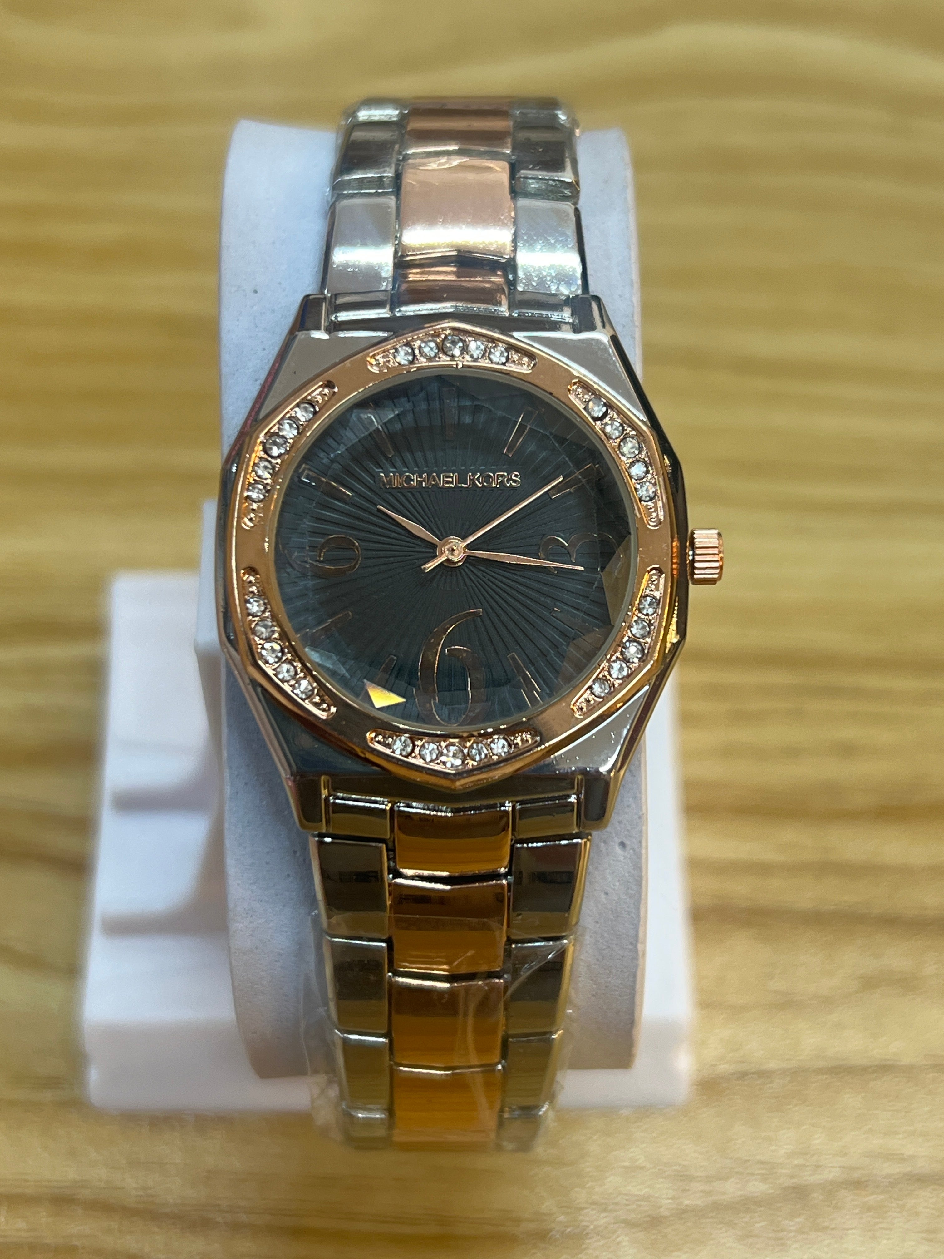 LW76 MK Crystal Bezel Strap Watch