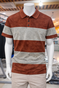Men's Premium Textured Stripe Polo T-Shirt 089