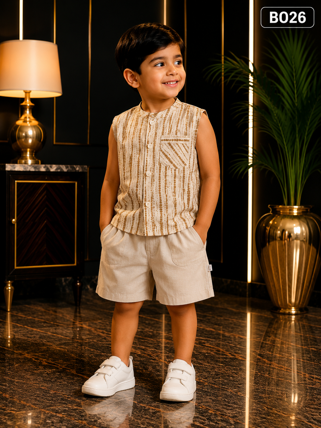 Baby Boys Striped Sleeveless Co-Ord Set-BO26