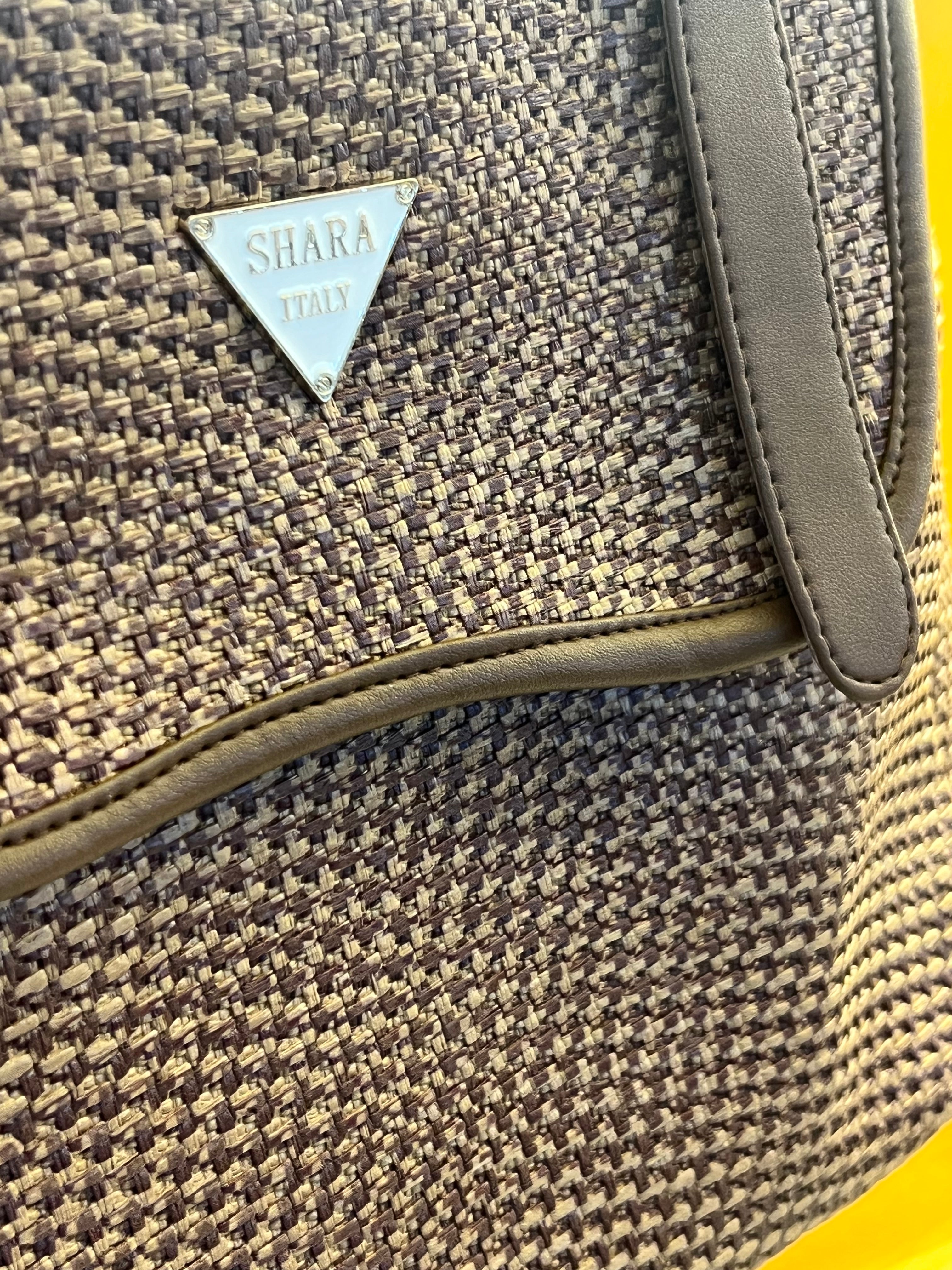 Shara Italy Woven Textured Handbag – Elegant Vegan Leather Trim Tote B001