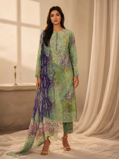 Luxury Digital Printed Lawn Unstitched Three Piece Set -C544