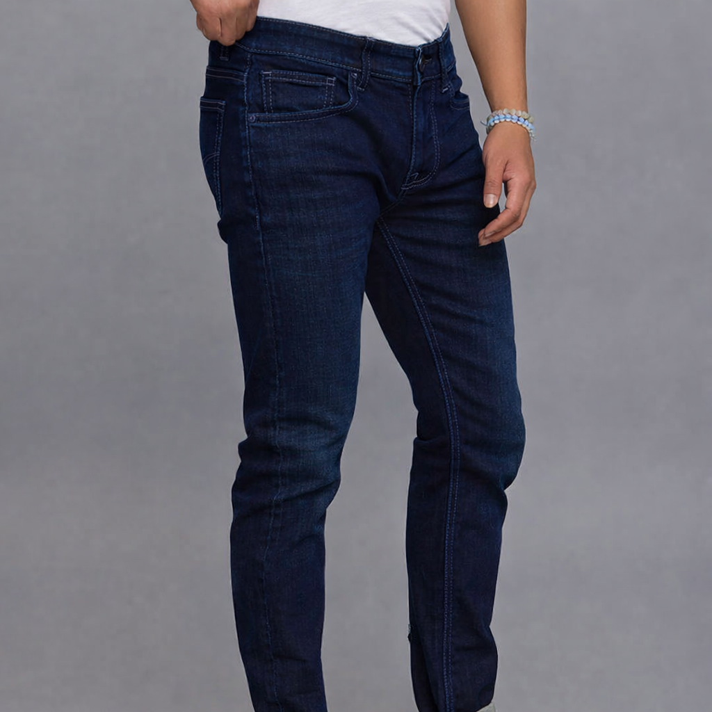Dark Blue 5 Pocket Low-Rise Tapered Ankle Length Stretch Jeans RJ6245