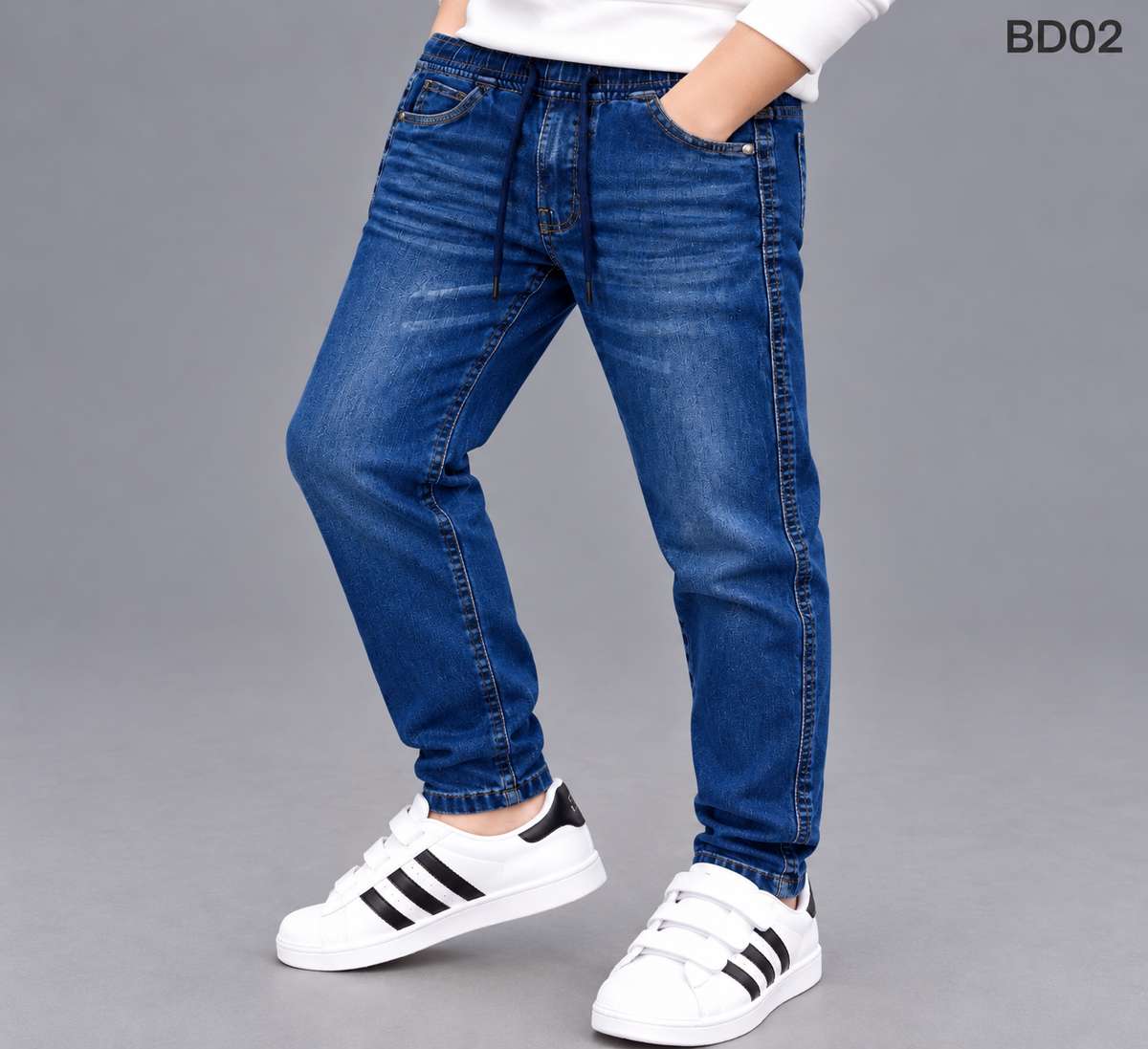 Boys' Premium Dark Blue Washed Denim Jogger Pants – BD02