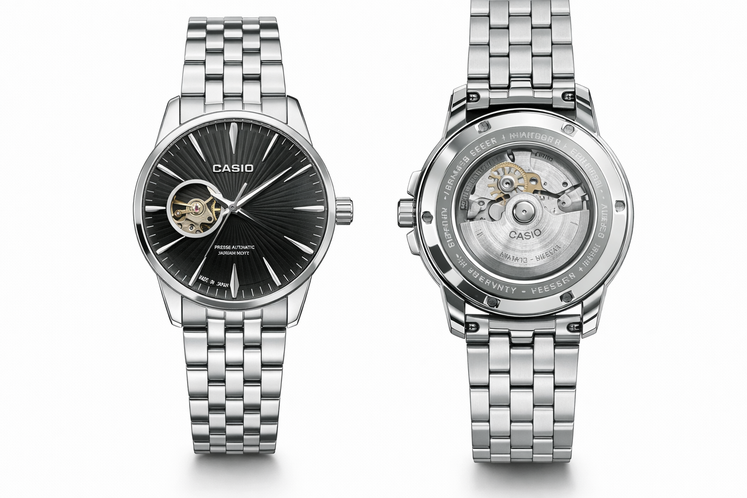 Casio Presage Automatic Open-Heart Watch - Black Dial 123
