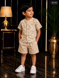 Boys Geometric Print Shirt & Shorts Set-BO30