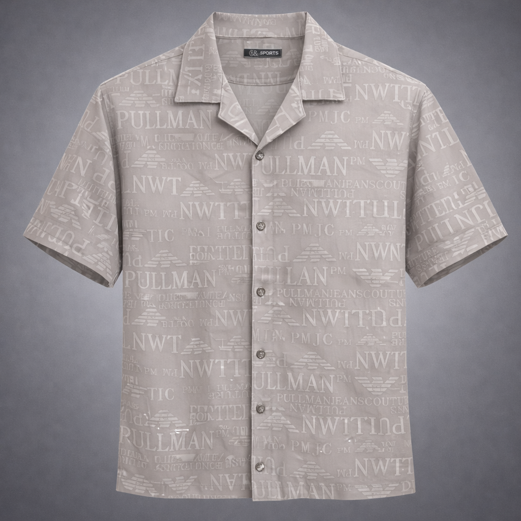 Men's Premium Open collarShirt – White Textured Jacquard 1005