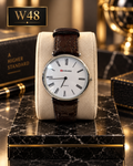 Premium Maimashi Classic Roman Dial Leather Strap Watch – W48