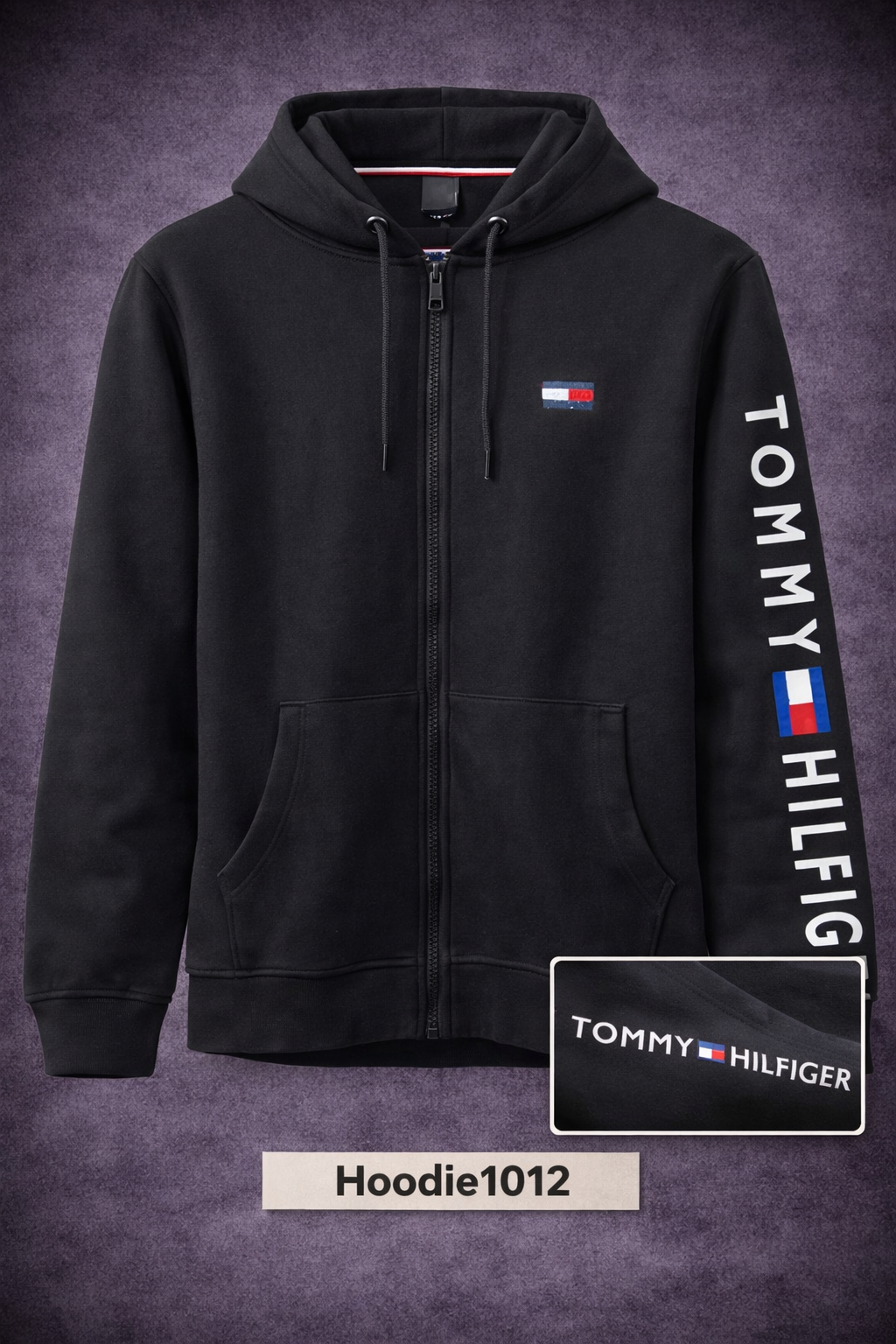 Mens Premium Black Full-Zip Hoodie 1012