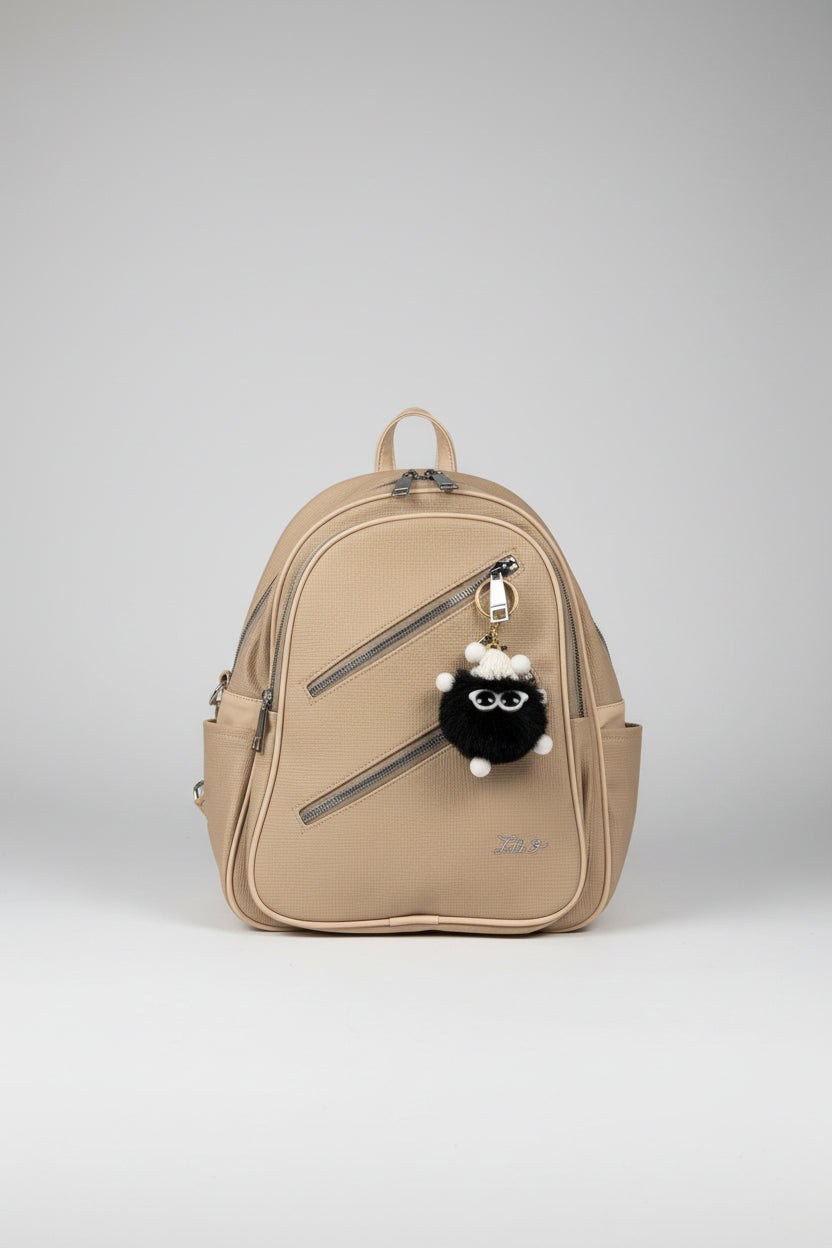 Lulu Multi-Zip Convertible Backpack Purse – Trendy Nylon & Faux Leather Mini Bag B002