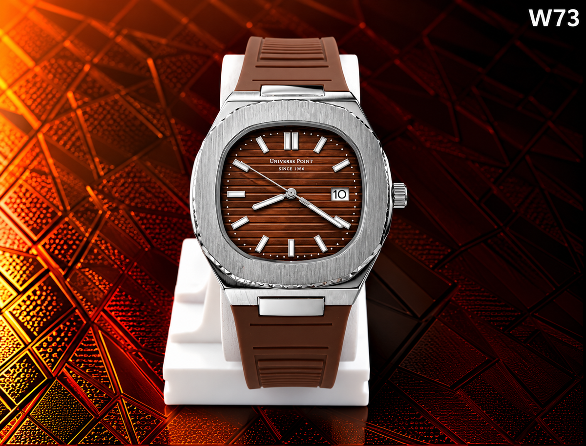 Men's Premium Textured Dial Analog Rubber Strap Watch – W73