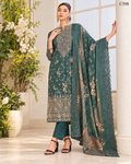 Premium Deep Teal Green Ornamental Printed Three Piece Set  – C598