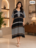 Ethnic Stripe Kaftan One Piece Dress-OP03