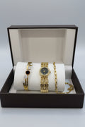 Luxury Gold Crystal Women’s Watch & Bracelet Gift Set BLKH41