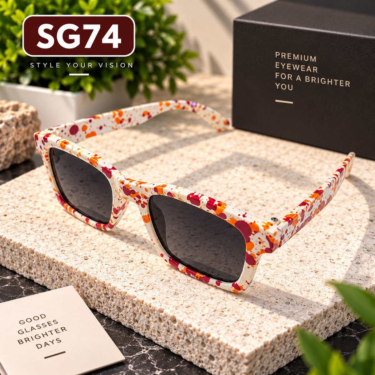 Premium Artistic Splatter Square Sunglasses – SG74