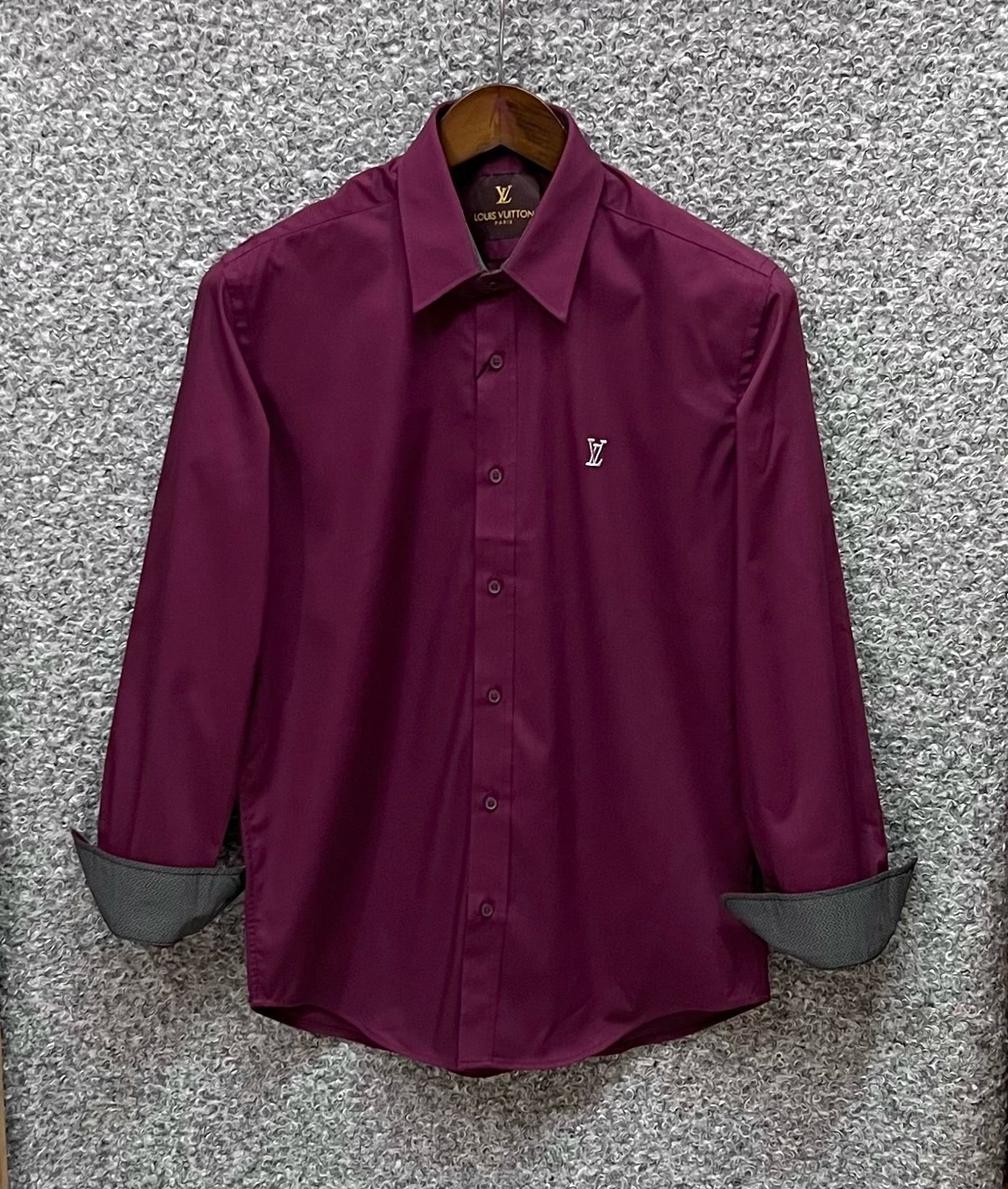 Luxury Solid Shirt LVS maroon
