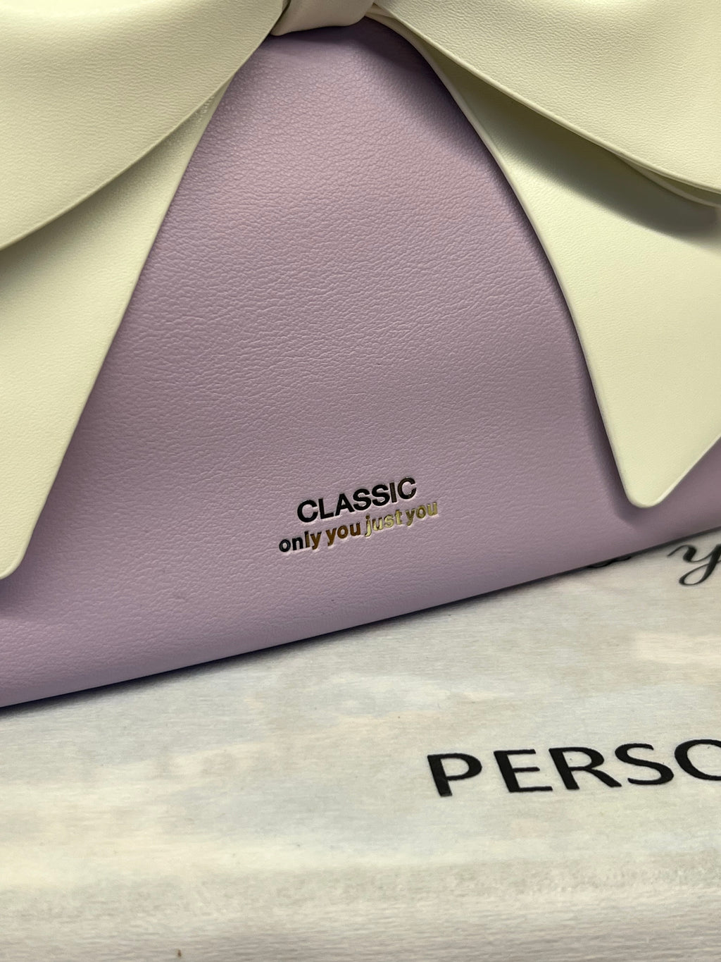 COERK Classic Bow Crossbody Bag – Lavender Vegan Leather Handbag with Pearl Charm B004