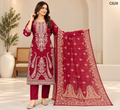 Luxury Women's Embroidered Stitched Three Piece - C628