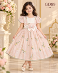 Premium Girls Floral Lace Bow Party Dress - GD89