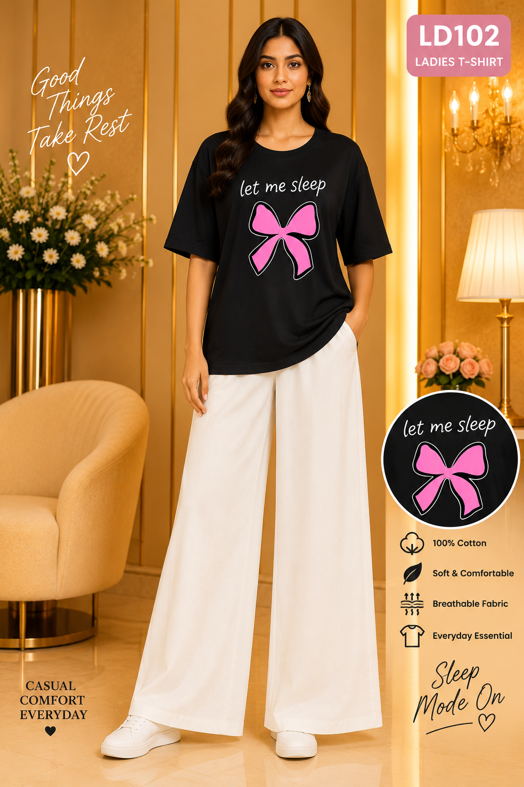 Premium Ladies Graphic T-Shirt LD102 — Jet Black