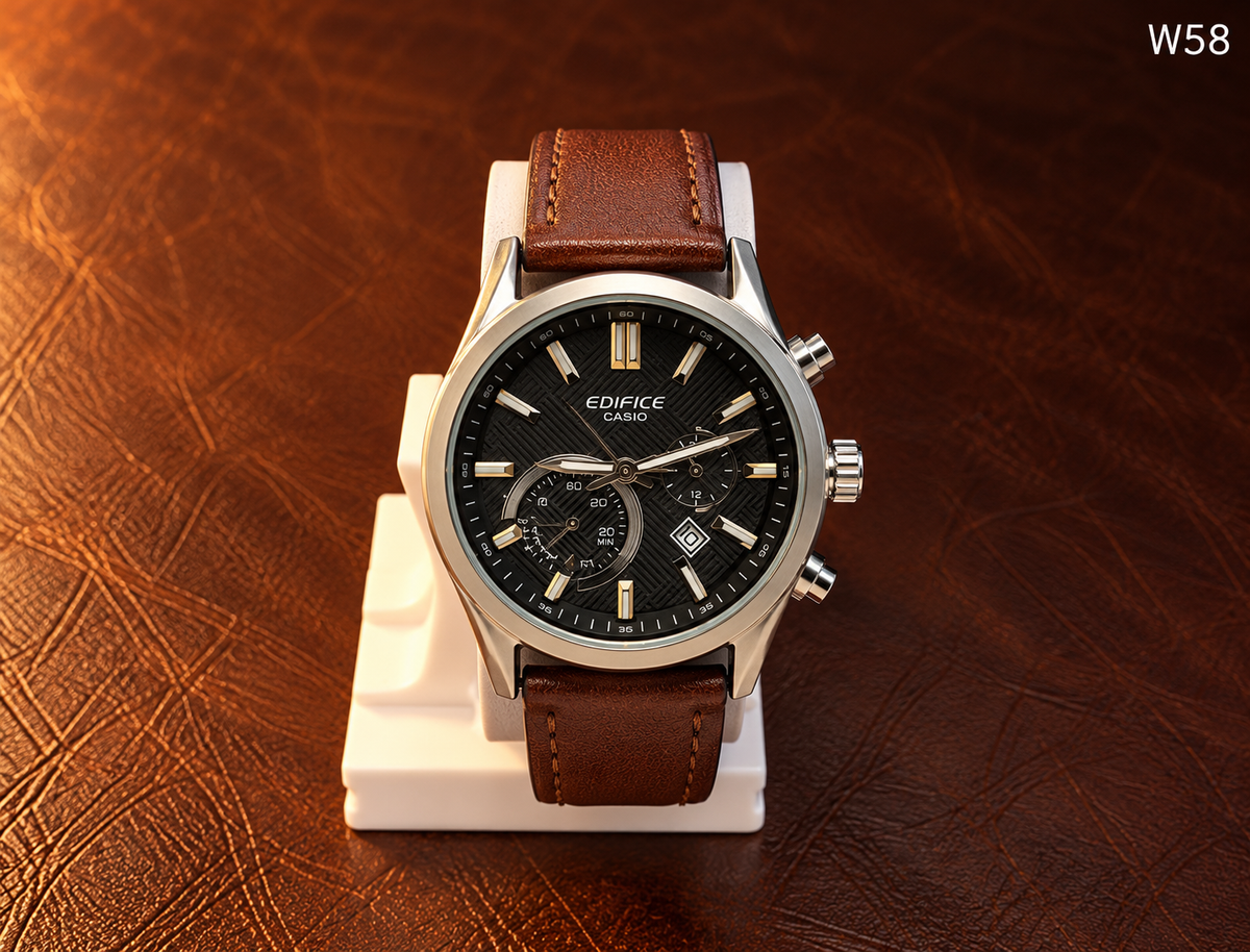 Men's Premium Dual Subdial Analog Leather Strap Watch – W58