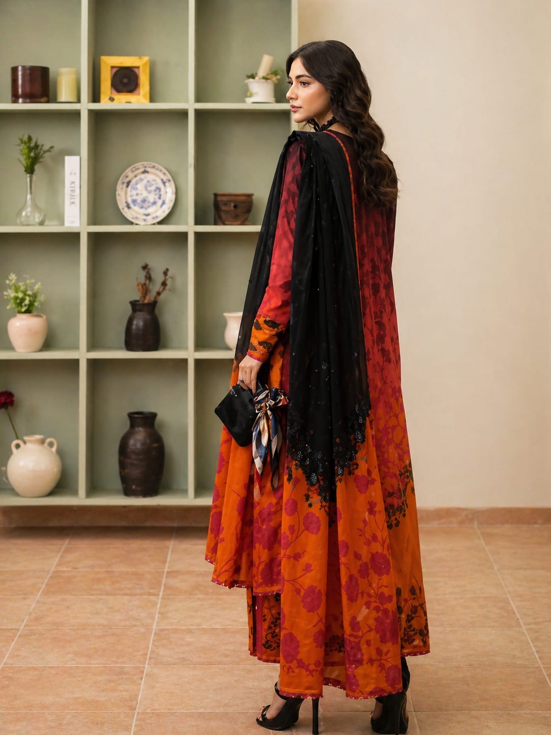 Luxury Digital Printed Lawn Three Piece Set -C195