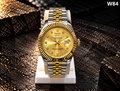 Men's Premium Two-Tone Diamond-Style Dial Metal Strap Analog Watch – W84
