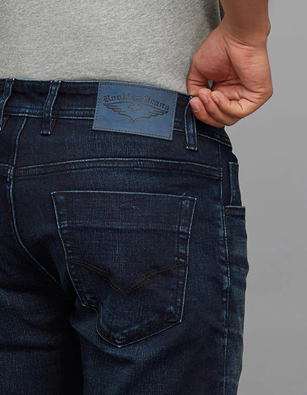 Rookies Denim Tapered Ankle-Length Stretch Jeans - Dark Blue RJ6402