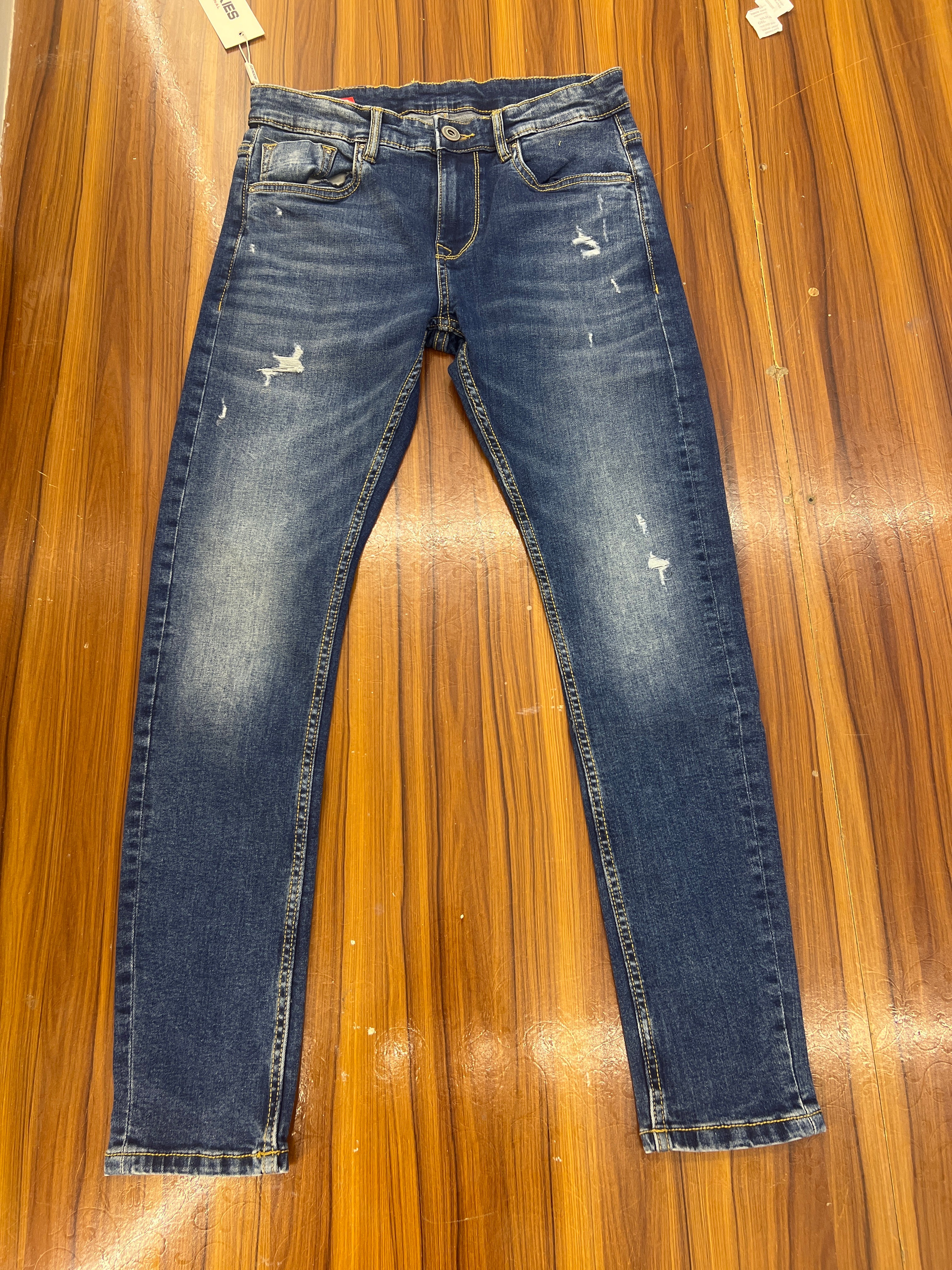 Rookies Denim Tapered Ankle-Length Stretch Jeans - Blue RJ6232