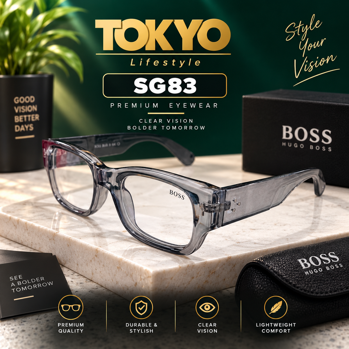 Premium Transparent Rectangular Optical Eyeglasses – SG83