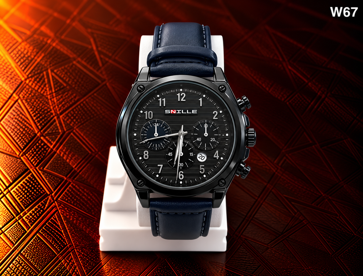 Men's Premium Multi-Dial Analog Leather Strap Watch – W67