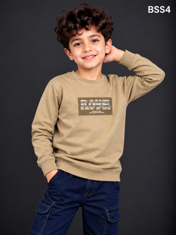 Boys' Premium Beige Graphic Print Crew Neck Sweatshirt – BSS4