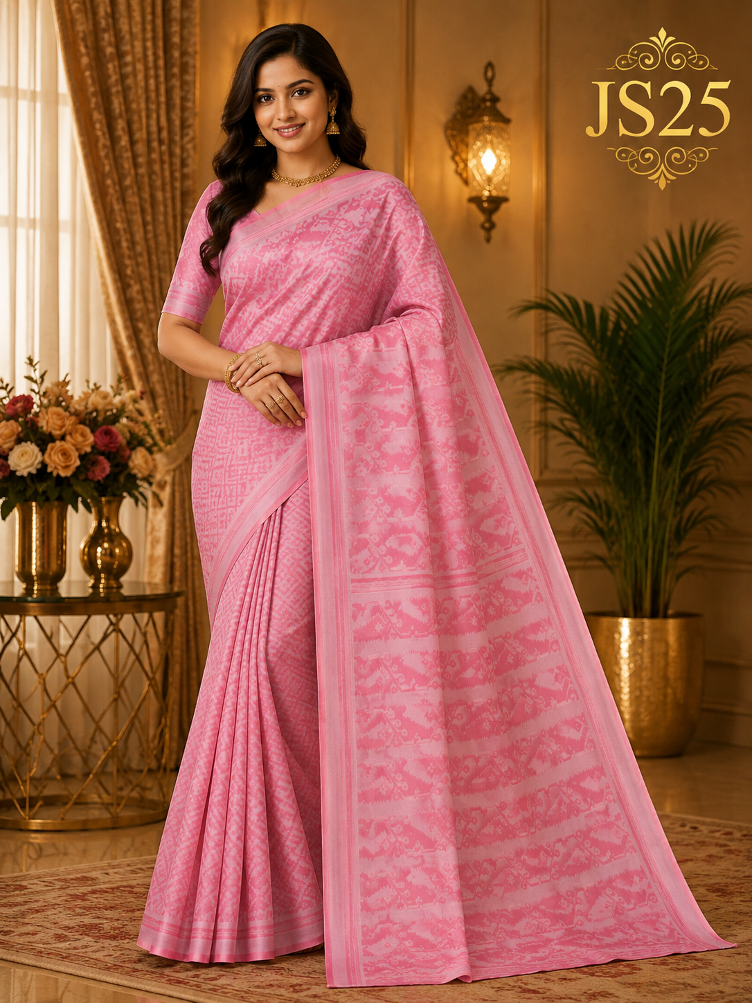 Candy Pink Jamdani Saree-JS25